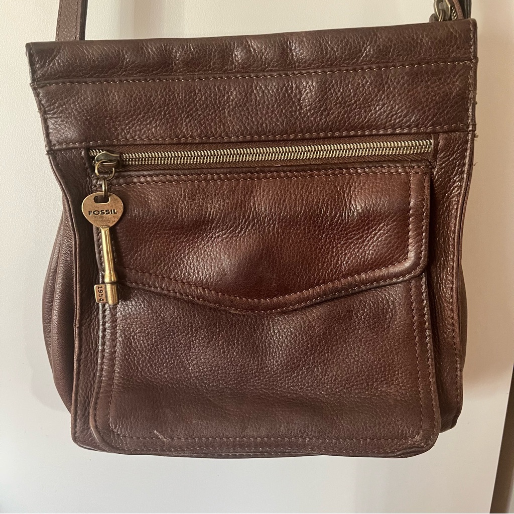 Fossil Brown Leather Messenger Bag